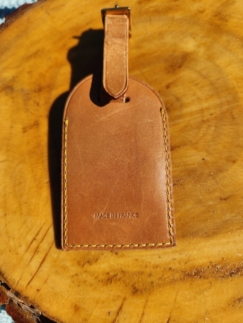 Authentic Louis Vuitton Tan Leather Luggage Tag - Picture 2 of 7